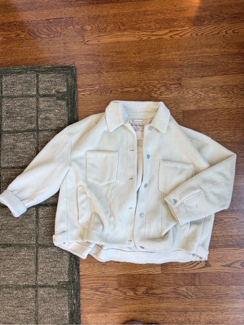 Free People Cream Sherpa Jean Jacket